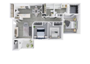  Floor Plan Three Bedroom, Two Bathroom