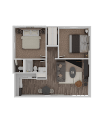 2 Bed Floorplan at Palm Villas, Scottsdale, 85257