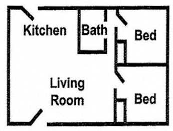 2 Bedroom Floor Plan at Paradise Village Apartments, Arizona, 85032