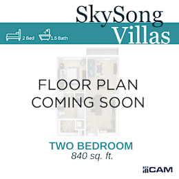 A poster advertising a two bedroom apartment at SkySong Villas.