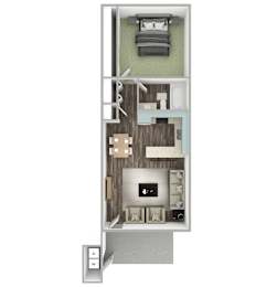 1 bed 1 bath floorplan with balcony at Tela Verde Apartment Homes, Glendale, Arizona
