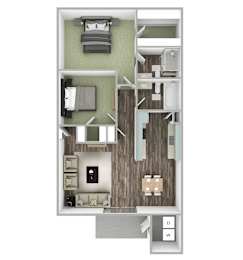 Two bedroom 2 bath floorplan at Tela Verde Apartment Homes, Glendale