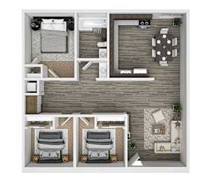 Three Bedroom Floorplan at The Link Apartments, Mesa, Arizona
