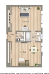 2701 Connecticut apartments 1 bedroom floor plan