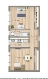 2701 Connecticut apartments 1 bedroom floor plan