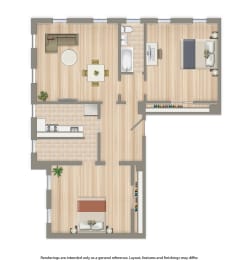 2701 Connecticut apartments 2 bedroom floor plan