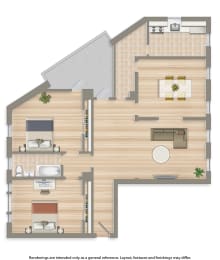 2701 Connecticut apartments 2 bedroom floor plan