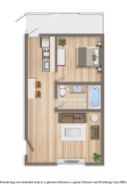  Floor Plan 1 Bedroom