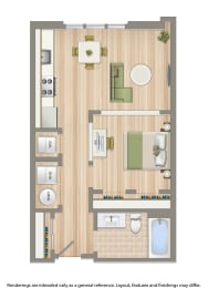 archer park one bedroom apartment floor plan
