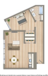 Brunswick 1 bedroom apartment floor plan