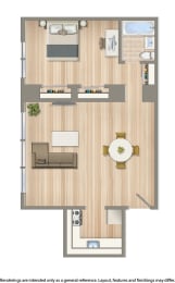 Brunswick 1 bedroom apartment floor plan