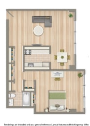 Brunswick 1 bedroom apartment floor plan