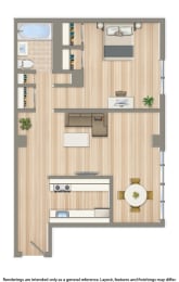 Brunswick 1 bedroom apartment floor plan