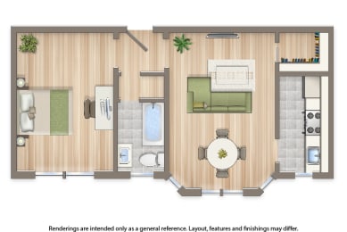 the calverton apartments one bedroom floor plan