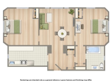 the calverton apartments two bedroom floor plan