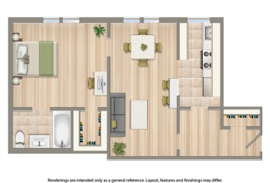 hampton courts one bedroom floor plan