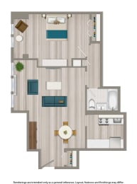  Floor Plan 1 Bedroom C