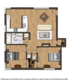  Floor Plan 2 Bedroom  A