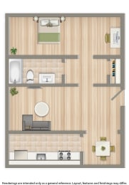 one bedroom apartment floor plan layout at randle circle apartments in washington dc