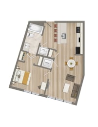  Floor Plan One Bedroom-13 Tier