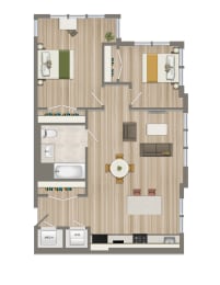  Floor Plan Two Bedroom-01 Tier