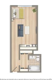 sherry hall studio apartment floor plan rendering