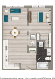 a floor plan of a room with a bedroom and a bathroom
