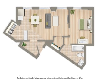 image of floor plan one bedroom a at wakefield hall in washington dc