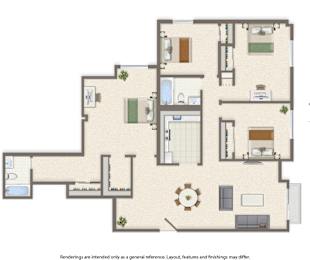 washington view four bedroom apartment floor plan