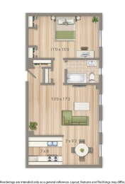 2800 woodley one bedroom apartment floor plan