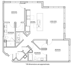 2B Floor Plan at The Willard Apartments, Owings Mills, 21117
