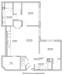 2D Floor Plan at The Willard Apartments, Owings Mills Maryland