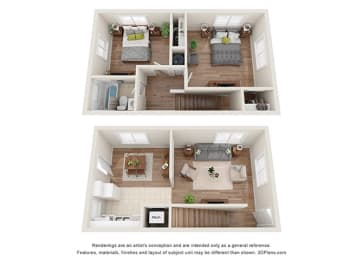 2Bed 1Bath townhome with 765sqft at Gardens at Washington Park, Atlanta, GA, Georgia