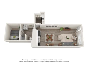 Studio Floorplan | 550 Sq. Ft. at Pines at Lawrenceville Apartments in Decatur, GA