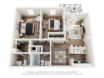 2 Bedroom floorplan at The Reserve at Brookhaven, Atlanta, GA, 30329
