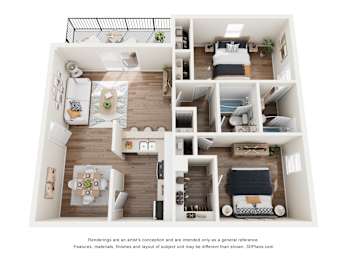 2 Bed floorplan at The Reserve at Brookhaven, Atlanta, 30329