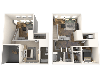 a 3d rendering of a floor plan of a house