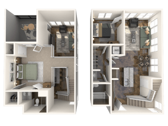 a rendering of a 3d floor plan of a house