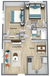 Floor Plan  two bedroom apartments for rent jacksonville nc