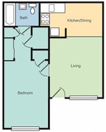 the schematic diagram of the floor plan of a studio apartment