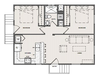 a floor plan of a small apartment with a bedroom and a living room