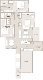 C2 floorplan which is a 3 bedroom, 2 bath apartment