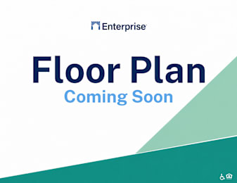 A graphic with a white background and a green and blue design element, with the text 'Floor Plan Coming Soon' and the Enterprise logo.