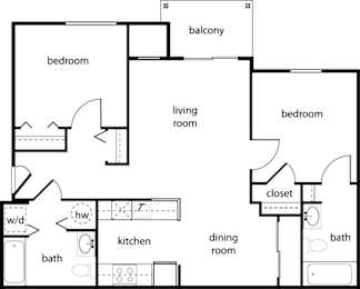  Floor Plan Two-Bedroom