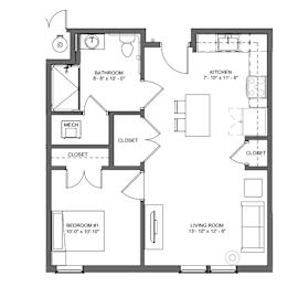A black and white floor plan of a house with labeled rooms.