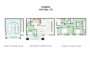 3 bedroom 3 bathroom Floor plan A at Landing at Round Rock, Texas