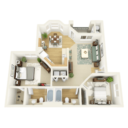 a floor plan of a house with a bedroom and a living room