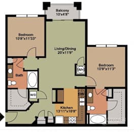 1059 Square-Foot The Davis Floor Plan at Grand Oak at Town Park, Smyrna