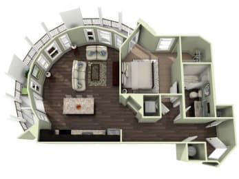 792 Square-Feet 1 bedroom 1 bathroom ARLIE Floor Plan at LaVie Southpark, Charlotte, North Carolina