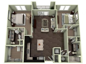 1225 Square-Feet 2 bedroom 2 bathroom JACKSON Floor Plan at LaVie Southpark, Charlotte, NC, 28209